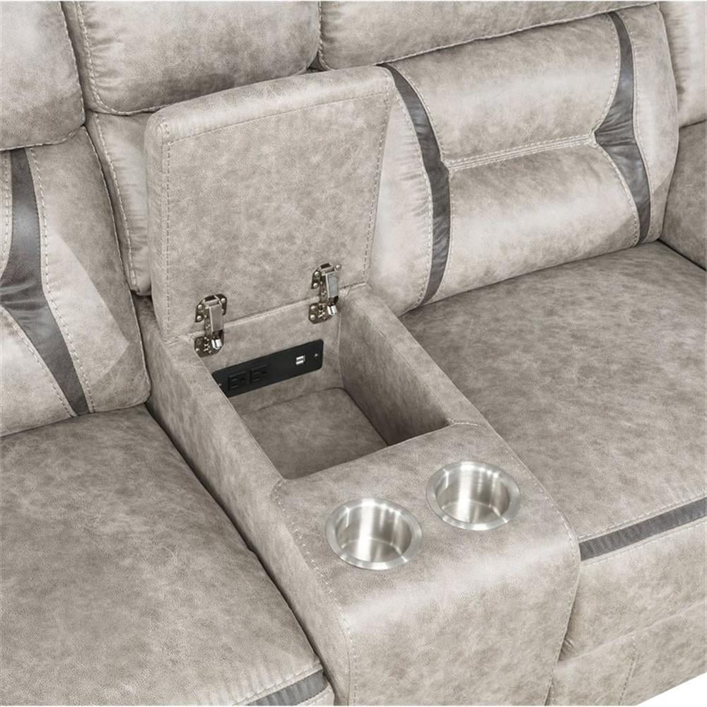 Pemberly Row 2-piece Faux Leather Upholstered Motion Living Room Set Beige