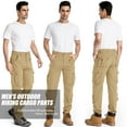 thumbnail image 6 of POENTAB Work Cargo Pants for Men Baggy Outdoor Hiking Fishing Safari Travel Trousers with Multi Pockets Khaki 38 (No Belt), 6 of 7