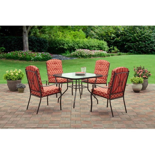 Mainstays Ashwood Heights 5Piece Outdoor Dining Set, Red