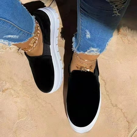 

Women s Fashion Suede Single Shoes Round Toe Set Feet Flat Casual Shoes