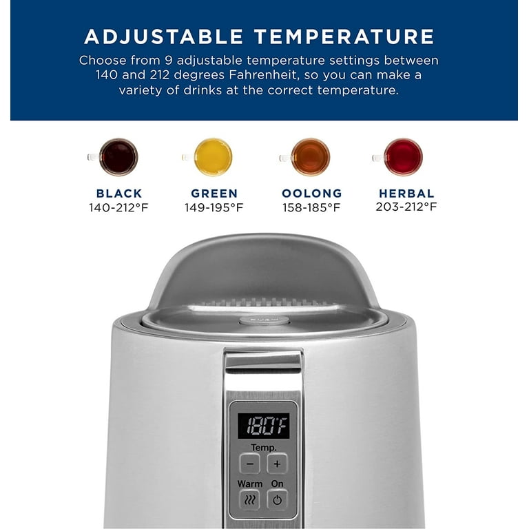 Tea Machine & Kettles, Gourmia GDK385 Multi Function Digital Tea Kettle,  Programmable Touch Screen Time & Temperature with Real Time Digital Water  Boil Monitor, Glass, With Tea Infuser 2 Quarts