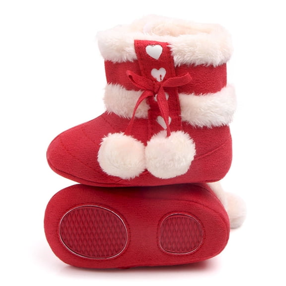 PBPBOX Red Cotton Baby Prewalkers for Winter Wearing Durable Plush Shoes Ideal Gift for Toddlers Size 1 Pair