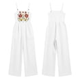 thumbnail image 3 of FchengtaiS Summer Boho Jumpsuit Women Floral Embroidered Sleeveless Rompers Casual Loose Wide Leg Overalls With Pockets, 3 of 7