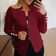 thumbnail image 3 of Xuemjiao Blazers for Women Business Casual Women's Autumn Solid Color Zippered Cuffs Button Suit Jacket Suits for Women Chaquetas De Mujer Elegantes (Red2,XXXXL), 3 of 4