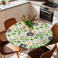 thumbnail image 3 of St. Patrick's Day Fitted Tablecloth with Elastic Edged, Round Table Cloth for Dining Table, Lucky Shamrocks Harp Beer Horseshoes Envelope Waterproof Oil Proof Table Cover for Indoor Outdoor 36"-44", 3 of 8