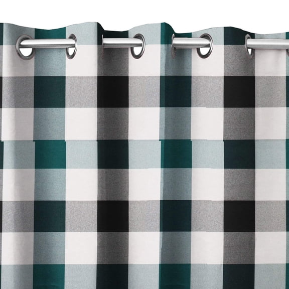 Grommet Blackout Curtain Poplin Buffalo Checkered 56" Wide Curtain Three Color Blend