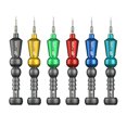 thumbnail image 1 of Mistaha 6-Piece Precision Screwdriver Set for Electronics Repair - Magnetic Screwdriver, Watch Battery Replacement Tool Kit - Alloy Steel, Torque 0.15N.m - Red 0.8, Dark Blue +1.5, Green 2.5,, 1 of 6
