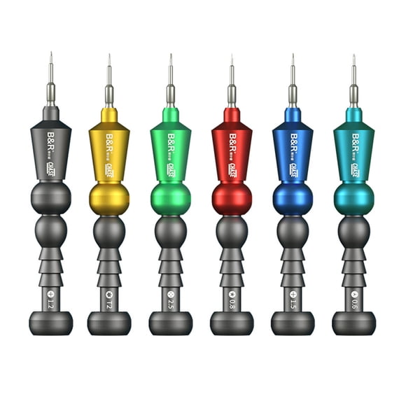 Mistaha 6-Piece Precision Screwdriver Set for Electronics Repair - Magnetic Screwdriver, Watch Battery Replacement Tool Kit - Alloy Steel, Torque 0.15N.m - Red 0.8, Dark Blue +1.5, Green 2.5,