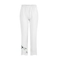 thumbnail image 4 of Fsqjgq Women's Pants Beach Trousers Black Straight Leg Jeans White Work Pants Cotton Linen Pants Irregular Loose Wide Leg Pants Comfy Baggy Yoga Pant Cropped Trousers with Pockets Palazzo Pants L, 4 of 4