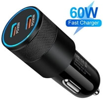 USB C Car Charger,1Pack FiveBox 60W PD&PD Dual Port USB Car Charger Fast Charging Adapter Quick Charge Car Power Block Type C Cigarette Lighter Adapter(Black)