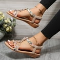 thumbnail image 6 of AXXD Women Beige Sandals Summer Knit Hollow Out Comfy Sandals Slope Heeled Beach Casual Shoes, 6 of 9