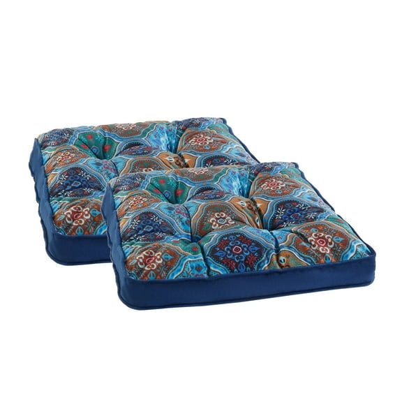 Chair Seat Cushions for Kitchen Dining Room Chairs Printed Chair Pad with Ties Soft and Comfortable Square Chair Cushion (Yellow,16"x16")