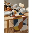 thumbnail image 6 of Table Runner Dresser Scarves 60 Inch Long, Mid Century Brown Grey Yellow Geometric Linen Dining Table Runners Abstract Color Blocks Tabletop Scarf for Wedding Holiday Party Kitchen, 6 of 7