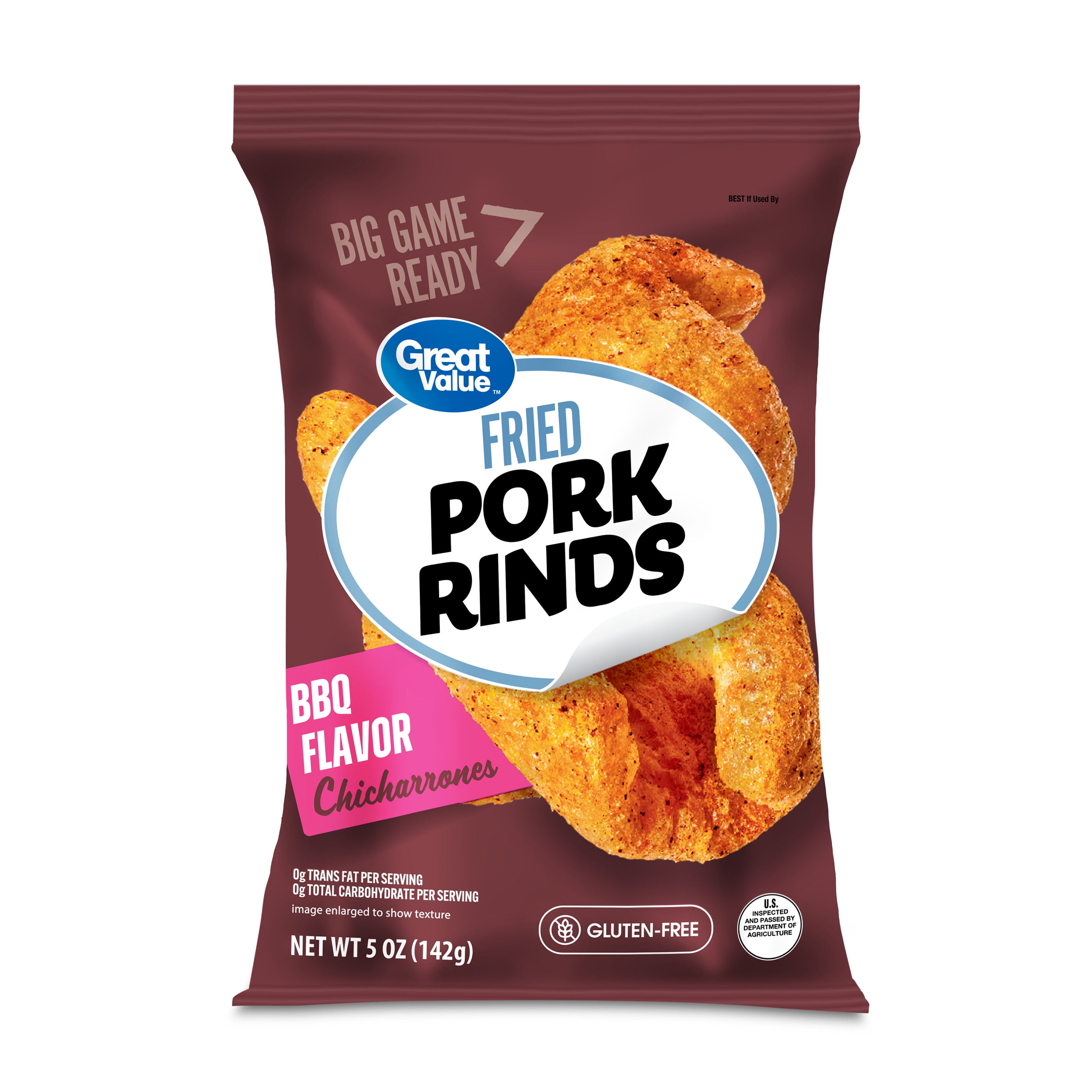 Great Value BBQ Flavored Chicharrónes Fried Pork Rinds, 5 oz Bag