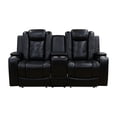 thumbnail image 3 of Recliner Loveseat with LED Lights, Living Room Furniture Set, Breathing Power Leather Sofas with Storage Console/Cup Holders, 3 of 14
