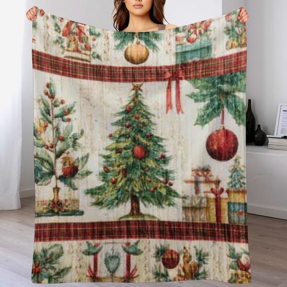RKSupls Christmas Throw Blanket,Soft Warm Flannel Plaid Blanket Gift for Christmas Home Bed Sofa Couch Decor,50x60 in
