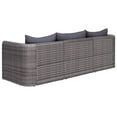 thumbnail image 2 of vidaXL 3 Piece Garden Sofa Set with Cushions Grey Poly Rattan, 2 of 4