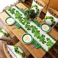 thumbnail image 4 of St Patrick''s Day Table Runner for Kitchen Dining Farmhouse Shamrock Dresser Scarves for Spring Decor Greening Buffalo Plaid Table Setting Decor Irish Shamrock Clover Green - 13.8 x 71 inches Long, 4 of 6