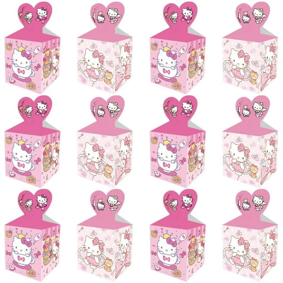 12 Pcs kitty Party Candy Boxes for Anime Theme Birthday Party Supplies Decor, Kids Birthday Game Party Kraft Paper Gift Bag Decoration
