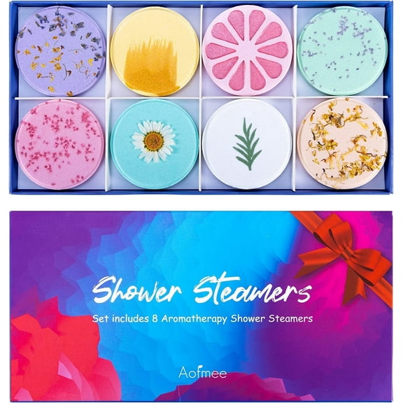 Aofmee Shower Steamers 8 Pack, Lavender Purple Shower Steamers Aromatherapy Bath Tablets Set, Shower Bombs Relaxing Self Care Gifts for Women Kids