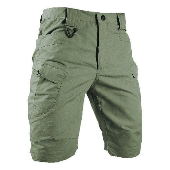 Conairie Cargo Shorts for Men Vintage Elastic Waist Relaxed Fit Work Out Shorts Breathable Summer Outdoor Tactical Shorts No Belt Army Green L