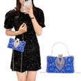 thumbnail image 2 of ievspot Women Rhinestone Handbag Celebrity Star Prom Cocktail Party Banquet Purse Hollow Chain Rhinestone Evening Bag for Keys Lipsticks, 2 of 8