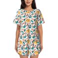 thumbnail image 1 of Fotbe Travel Elements Conjunto de Pijama Estampado para Mujer, 2 Piezas, Ropa de Dormir con Camiseta de Manga Corta y Shorts Suaves-4X-Large, 1 of 6