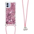 thumbnail image 3 of Long Crossbody Lanyard Clear Case for Samsung Galaxy A04E with Adjustable Neck Strap, Glitter Sparkly Bling Quicksand Phone Cover Cases for Samsung Galaxy A03 / A04E / M04 /F04 QKG Rose Gold, 3 of 14