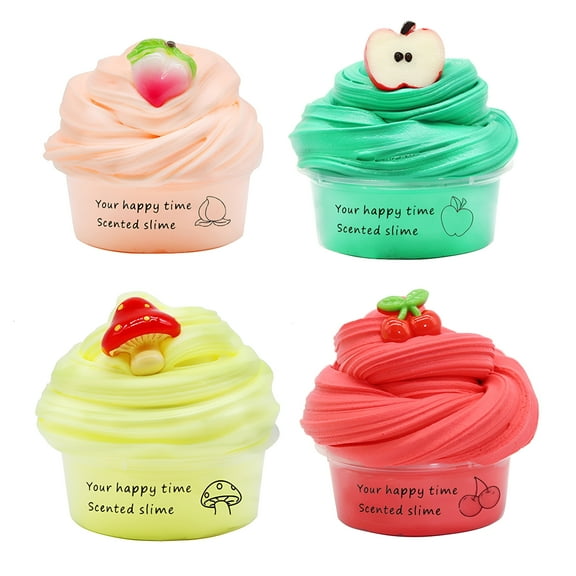 BESTSKY Peach Scented Slime - Cupcake Cloud Butter Slime for Kids with Fluffy Crunchy Texture,Non-Sticky Slime Pack for Girls & Boys Ages 3-5,Creamy Peach Topping Aromatherapy Stress Relief Toy