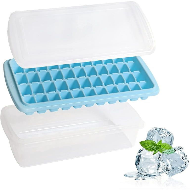 DOQAUS 3Pcs Ice Cube Tray with Lids and Storage Bin, Silicone Ice
