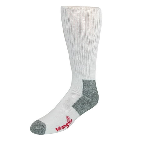 Wrangler Size Large Mens Over the Calf Cotton Work Boot Sock (Pack of 2), White - Walmart.com