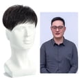 thumbnail image 3 of Peluca para hombre, repuesto de pieza de cabello de piel natural de 0,08 mm, tamaño base para hombre, 8 x 10 pulgadas, sistema V para hombre, negro oscuro, 3 of 5