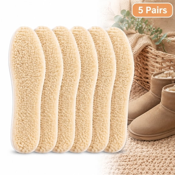 5 Pairs Fleece Shoe Insoles for Women, Trim to Fit Warm Winter Shoe Inserts for Boots, Sneakers and Flats