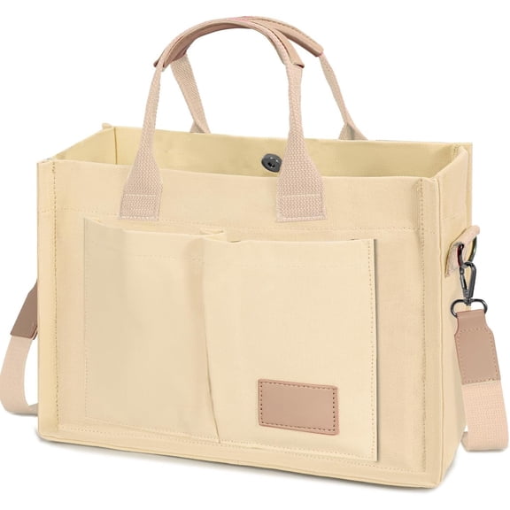 Canvas Tote Bag for Women Crossbody Work Purse with Pockets Top Handle Handbag for Travel Nurse Teacher