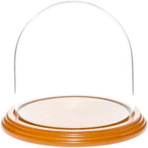Plymor 5.5" x 5.5" Glass Display Dome Cloche (Oak Veneer Base)