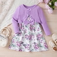 thumbnail image 2 of REDARER Girls' Flowers Print Long Sleeved Top Coat Sleeveless Bowknot Dress Two Piece Set,6-12 Months, 2 of 8