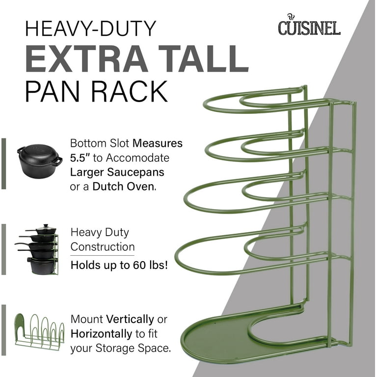 Cuisinel Heavy Duty Pots and Pans Organizer - Extra Large 5-Tier Rack -  Holds Cast Iron Skillets, Dutch Oven - Durable Construction - Space Saving