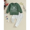 thumbnail image 2 of CIYCuIT Toddler Baby Boys 2Pcs Christmas Outfits Long Sleeve Letter Print Sweatshirt + Elastic Waist Pants 0-3T Infant Casual Sweatsuit Daily Clothes, 2 of 9