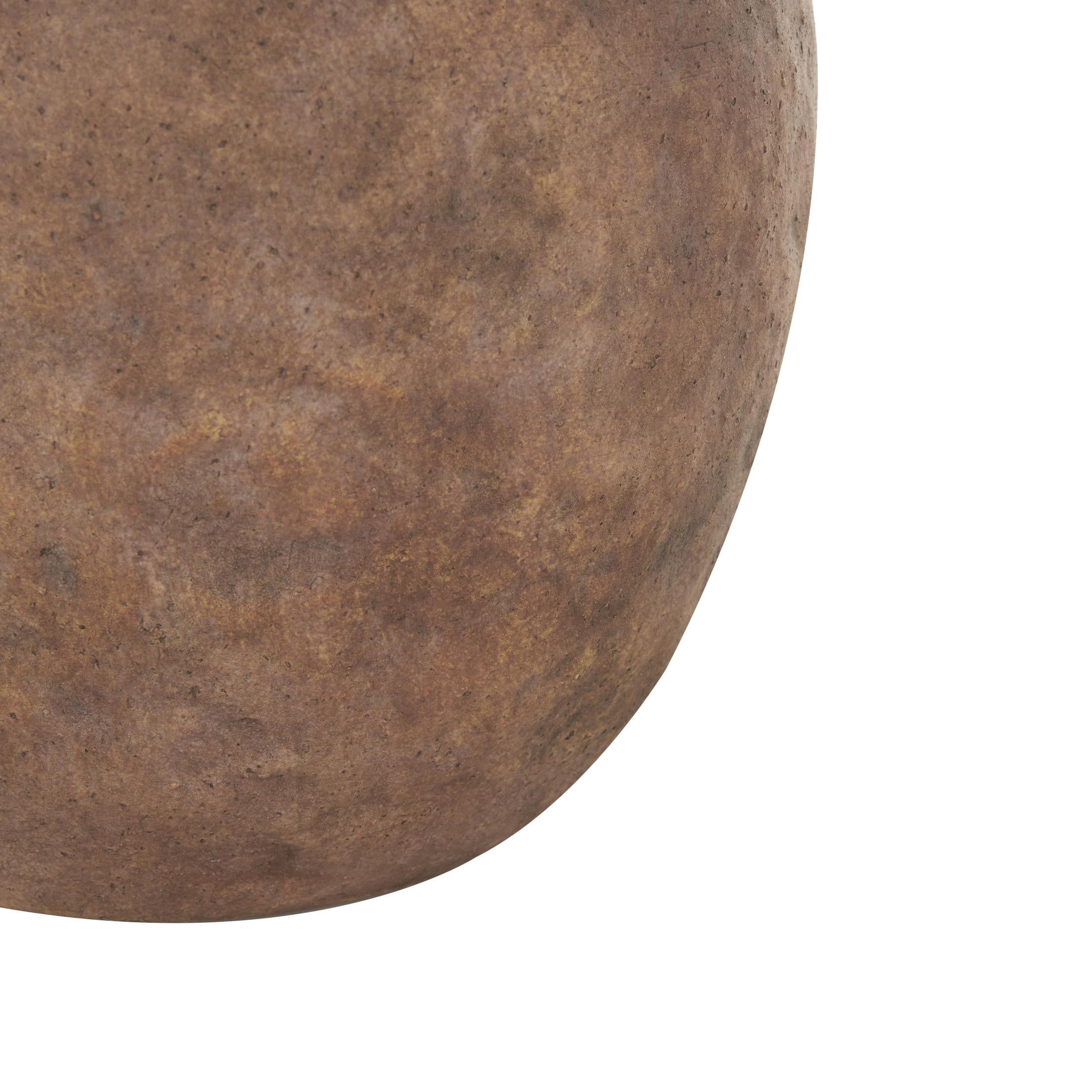 DecMode 10" Antique Style Textured Brown Ceramic Vase with Handles