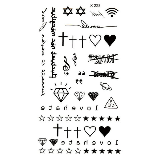 2pack English Alphabet Symbol Flower Waterproof Tattoo Sticker Multiple Patterns Walmart Com