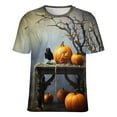 thumbnail image 5 of Halloween Ghosts Horror Pumpkin Women's Short Sleeve T-Shirt Crew Neck Casual Summer Trendy Loose Fit Tops, 5 of 6
