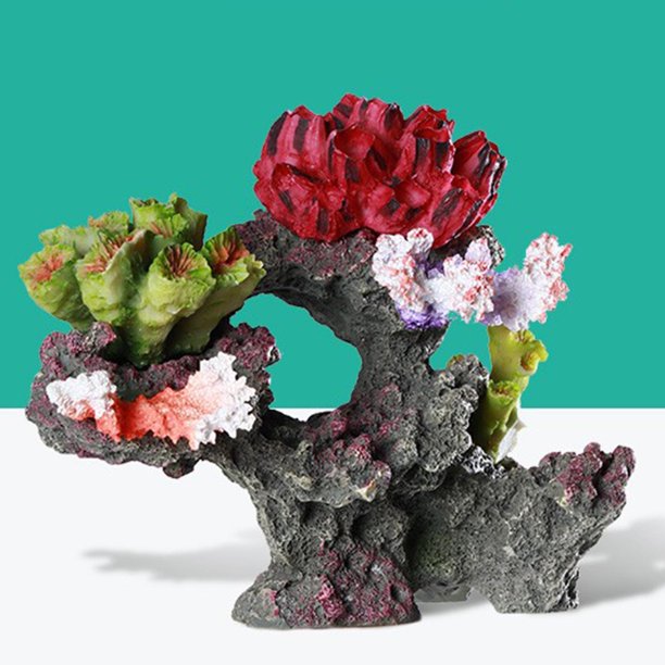 Pecera de resina para acuario, decoración de arrecife de , peces de agua de salada subacuáticos Betta, suministros de plantas de oficina - Yinane corales de acuario