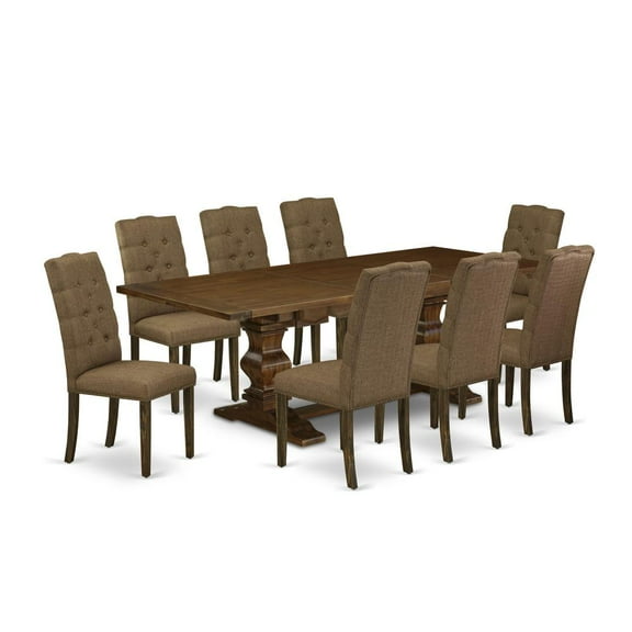 East West Furniture Dining Table Set, 42x92 Inch, LAEL9-87-18