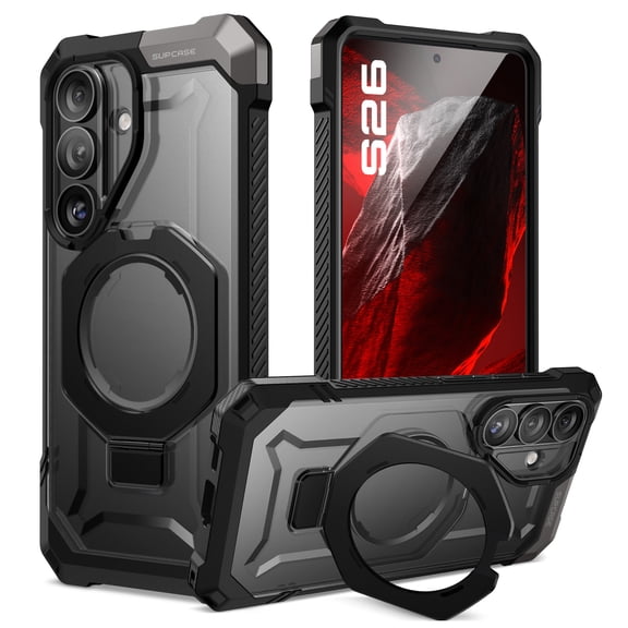 SUPCASE Unicorn Beetle Grip for Samsung Galaxy S26 (6.3") 2026 Case with Kickstand, [Military-Grade Protection] Heavy-Duty Shell Magnetic Phone Cover Easy S-Pen Use for S26 (6.3 inch), Black