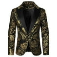 thumbnail image 2 of Tops for Men Blazer Formal Wedding Dressing Suits Casual Suit Dress Suit Jacket Mens Coats Gold L, 2 of 5