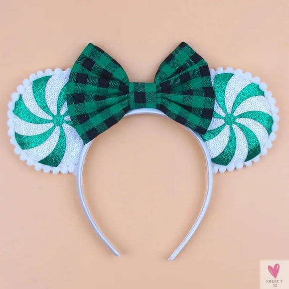 New Disney Christmas Mouse Ears Headband, 5‘’, Sequins/Bow Hairbands for Girls