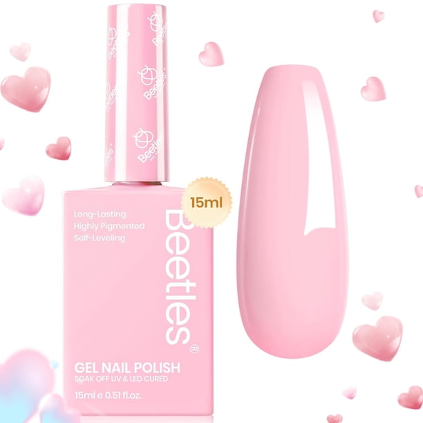 Esmalte de uñas con forma de escarabajos en gel rosa, 15 ml, Fairy Floss