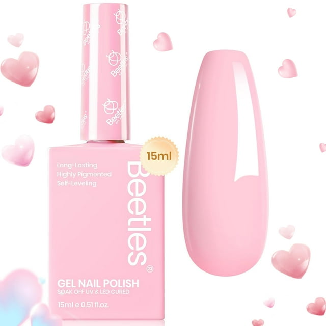 Esmalte de uñas con forma de escarabajos en gel rosa, 15 ml, Fairy Floss