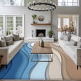 thumbnail image 4 of Blue Brown Washable Living Room Rugs 6'x9', Gradient Abstract Wave Geometric Modern Low Pile Throw Large Area Rug Non-Slip Sturdy Edge Binding Carpet for Dining Room Kitchen Office, 4 of 9