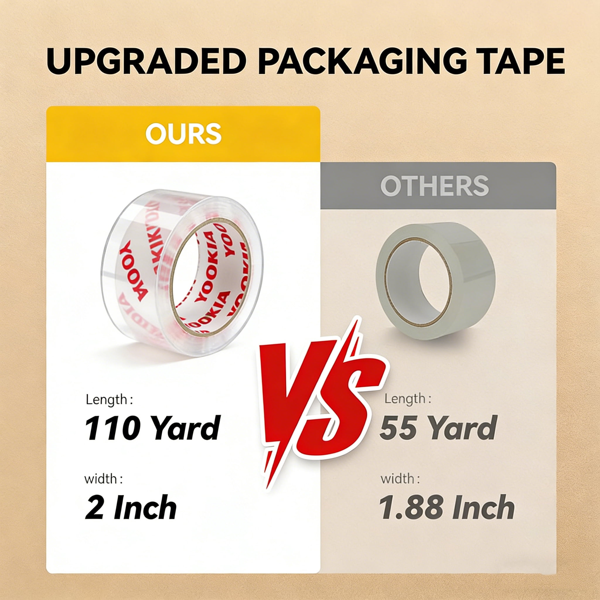 Heavy Duty Packing Tape with Dispenser 12 Rolls, 110 Yds x 2" x 2 Mil Clear Shipping Tape Refills Clear, Packaging Tape for Shiping, Moving, Sealing